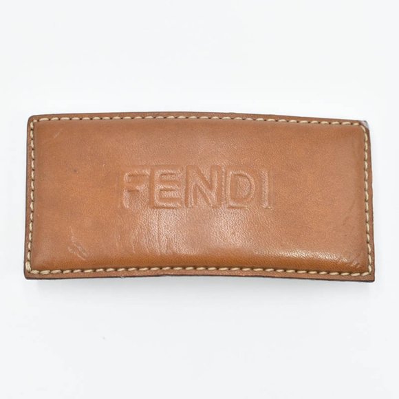 Fendi Accessories - Fendi 90s Tan Leather Barrette Hair clip